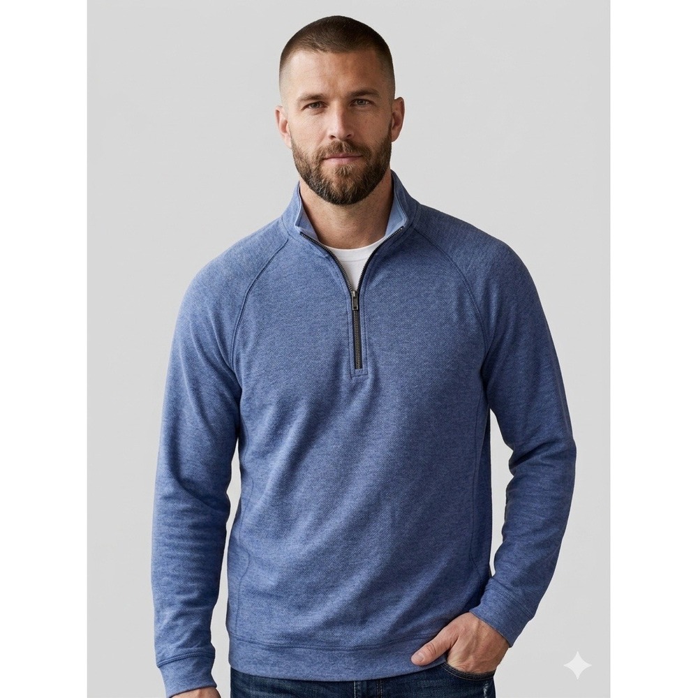 Tommy Bahama Reversible Four Seas Half Zip Blue Pullover ST227521 XL